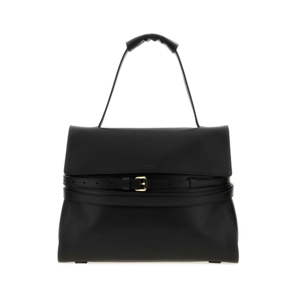 Moschino Women Black Leather Medium Moschino Tie Me Handbag